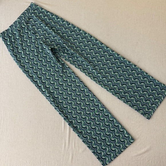 Zara Womens Green Blue Geometric Print Wide Leg Knit Pants High Rise Size M - Picture 13 of 13